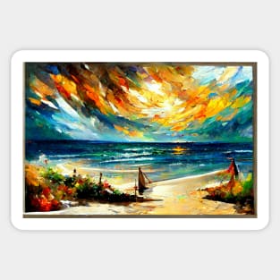 Beautiful beach at sunset Sticker